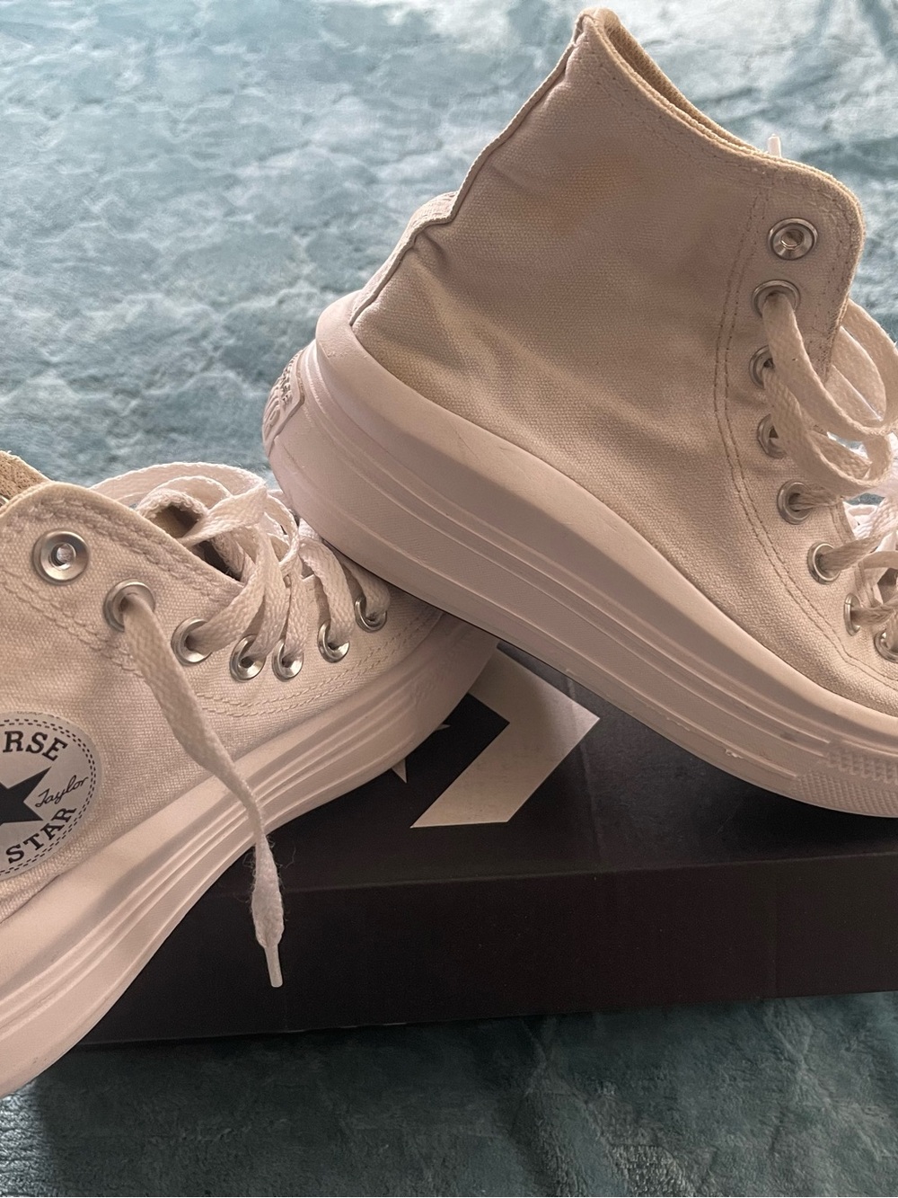 Converse White High-Top Platform Chuck Taylor Sneakers